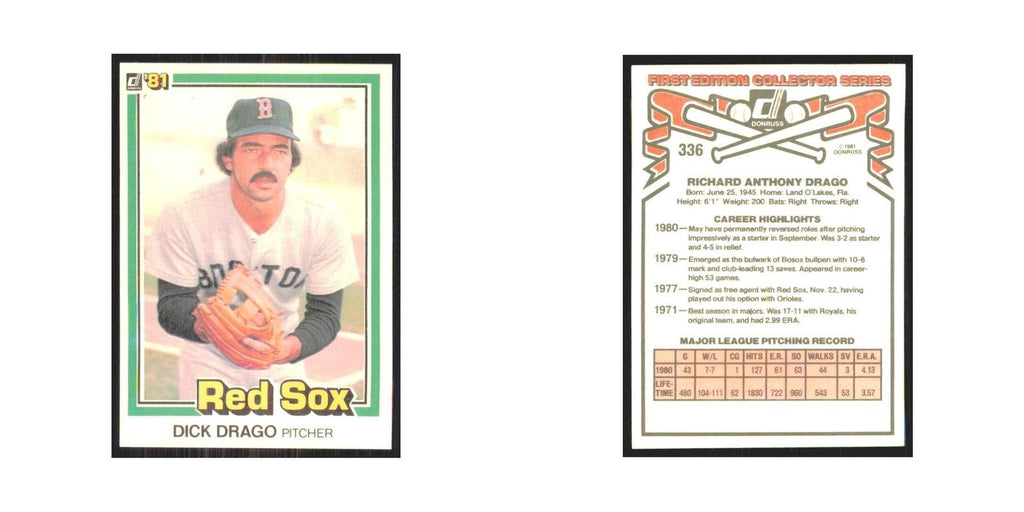 1981 Donruss Dick Drago Red Sox #336