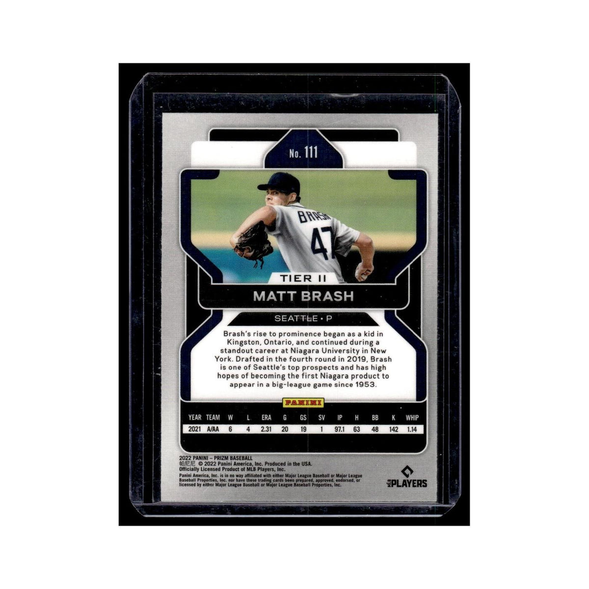 Matt Brash Rookie 2022 Panini Prizm #111 Seattle Mariners Baseball Card NM