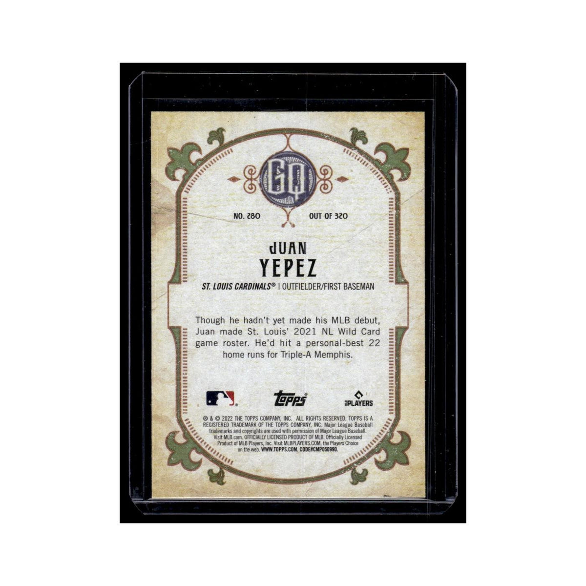Juan Yepez 2022 Topps Gypsy Queen #280 St. Louis Cardinals Baseball Card NM