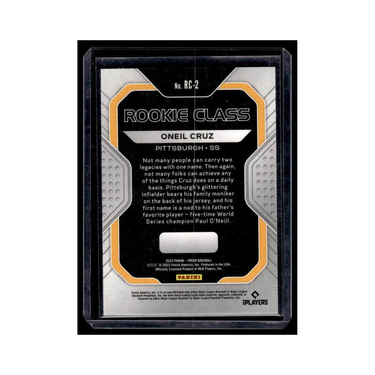 Oneil Cruz 2022 Panini Prizm Rookie Class #RC-2 Pittsburgh Pirates NM
