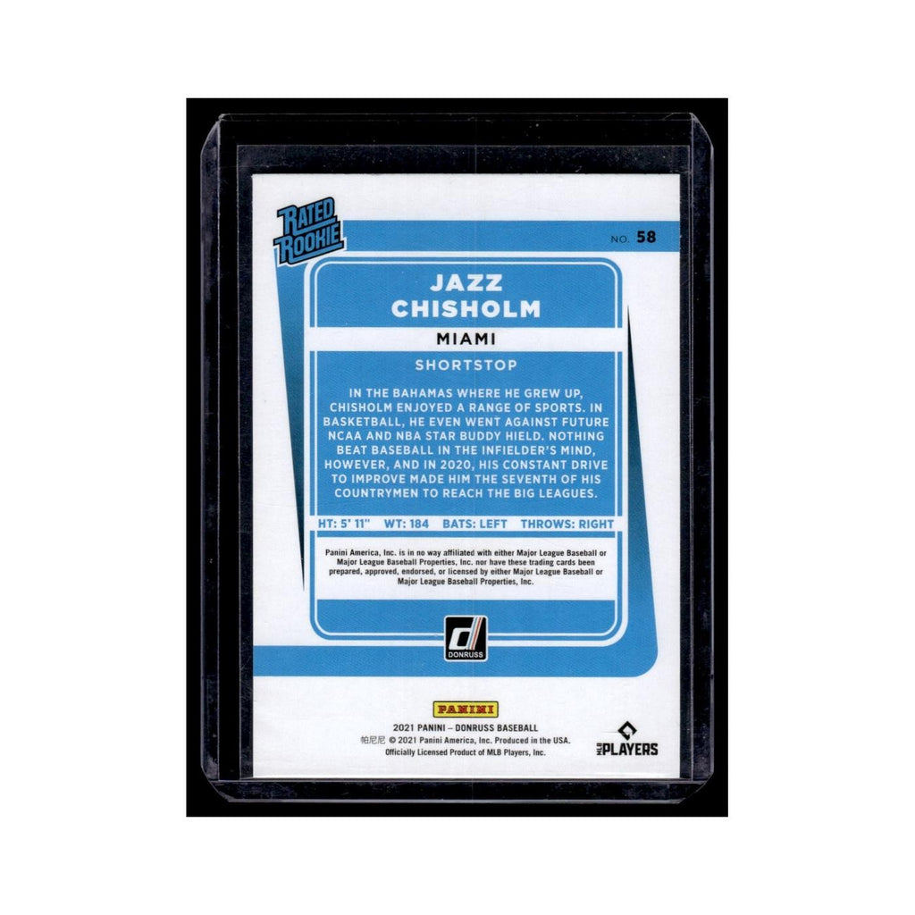 Jazz Chisholm Rookie 2021 Donruss Rated Rookie #58 Miami Marlins NM