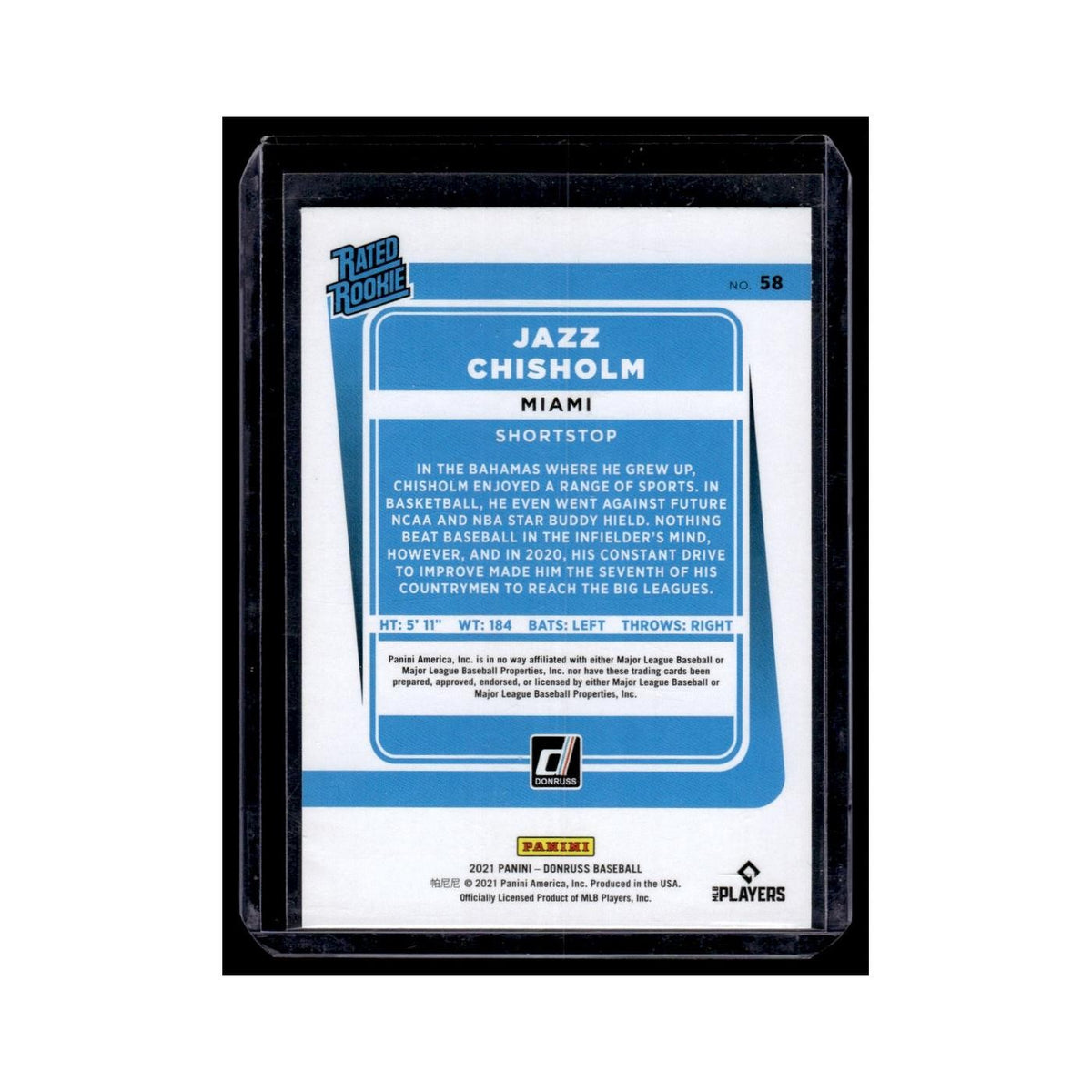 Jazz Chisholm Rookie 2021 Donruss Rated Rookie #58 Miami Marlins NM