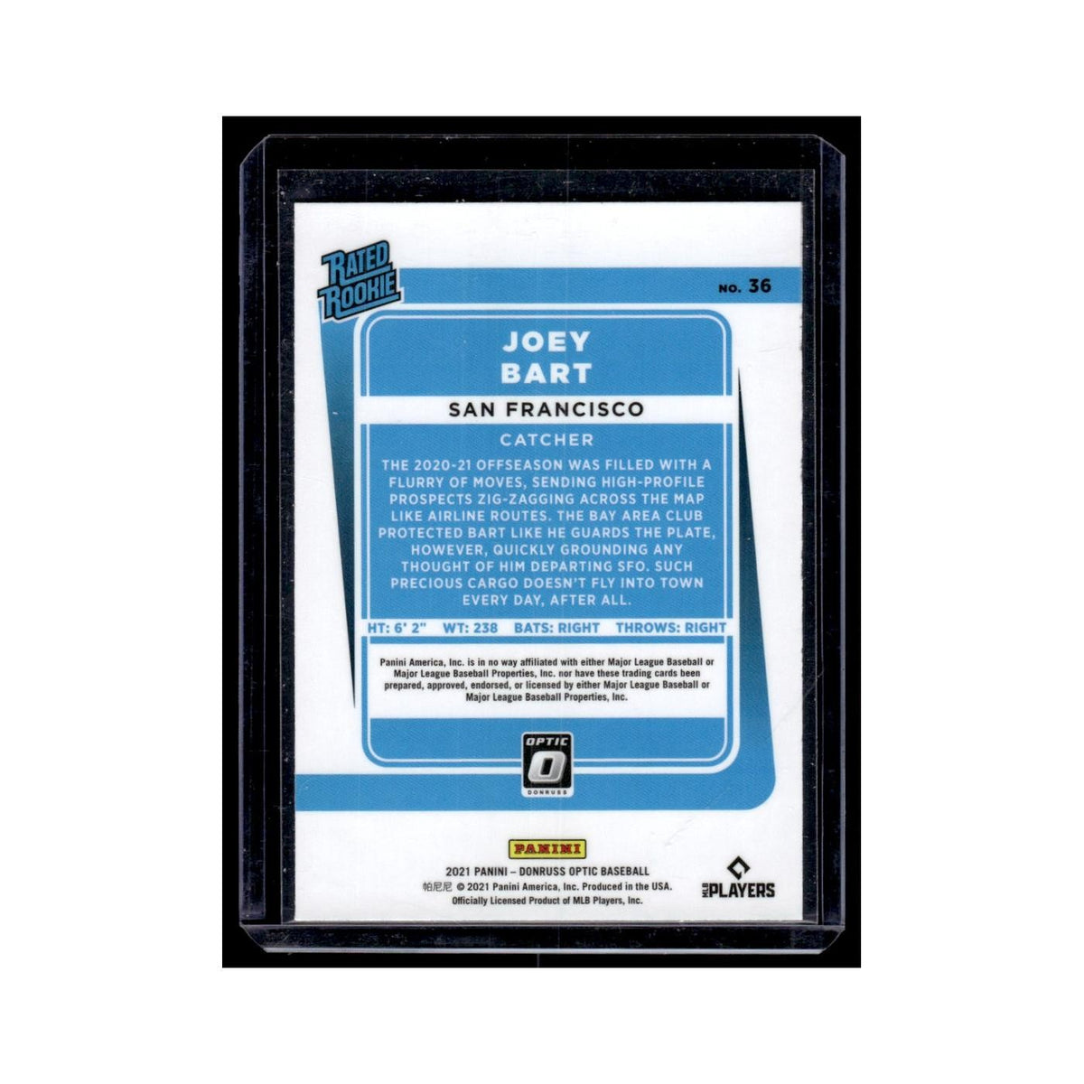 Joey Bart 2021 Donruss Optic Rated Rookie #36 San Francisco Giants NM