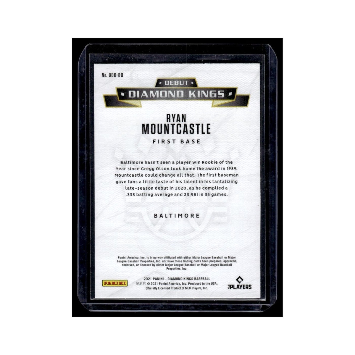 Ryan Mountcastle 2021 Panini Diamond Kings Debut #DDK-BO Baltimore Orioles NM