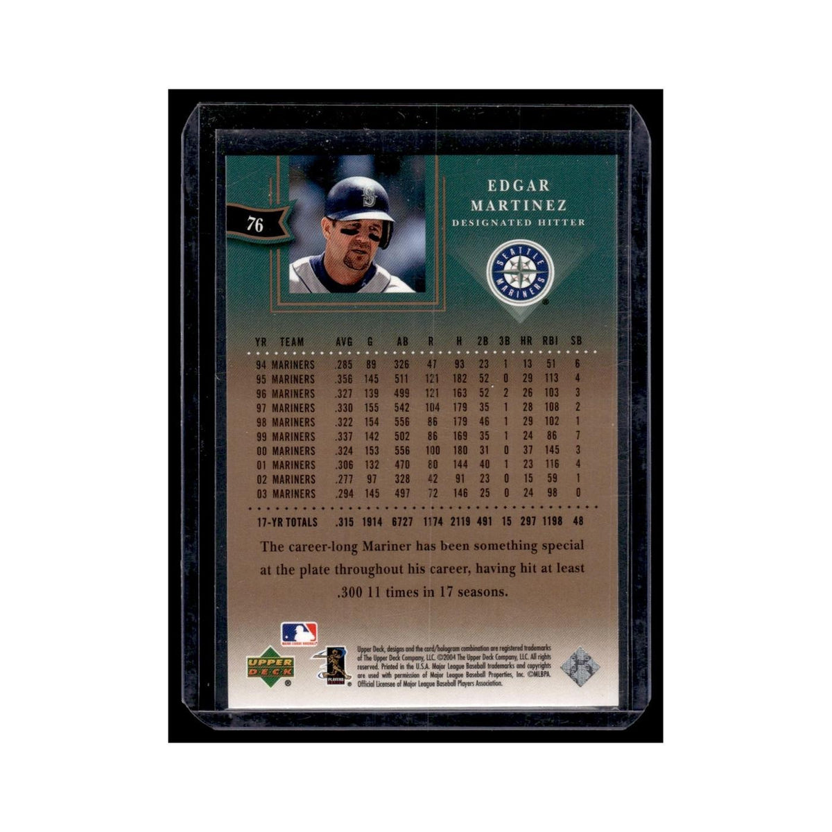 Edgar Martinez 2004 Upper Deck Diamond Collection All-Star Lineup #76 NM