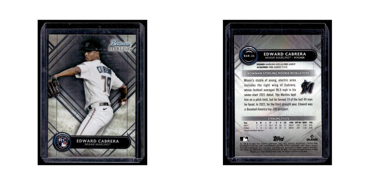 Edward Cabrera Rookie 2022 Bowman Sterling #BSR-23 Miami Marlins NM