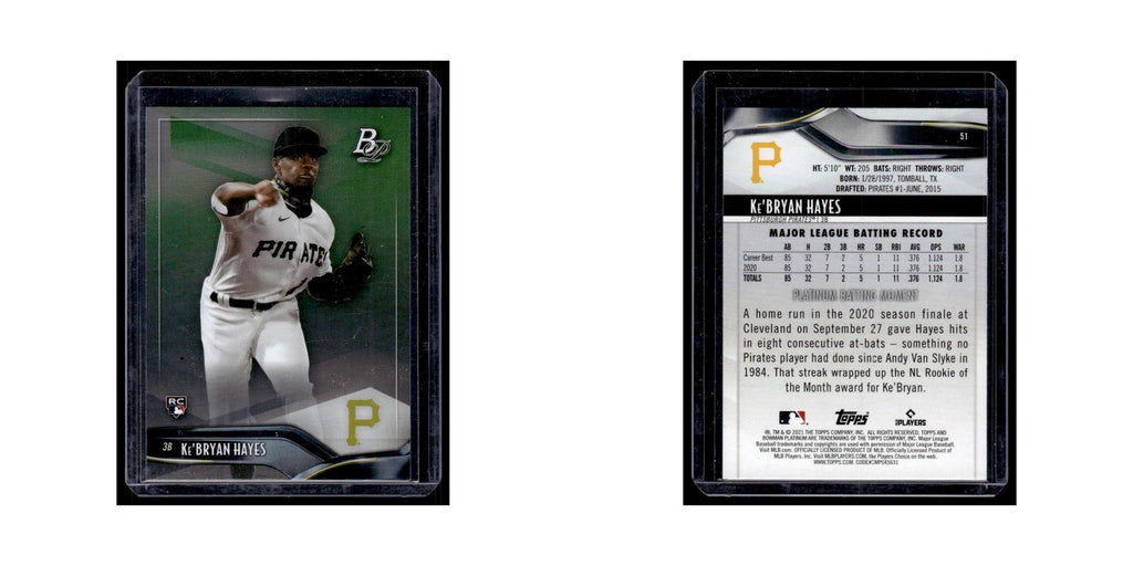 Ke'Bryan Hayes Rookie 2021 Bowman Platinum #51 Pittsburgh Pirates NM