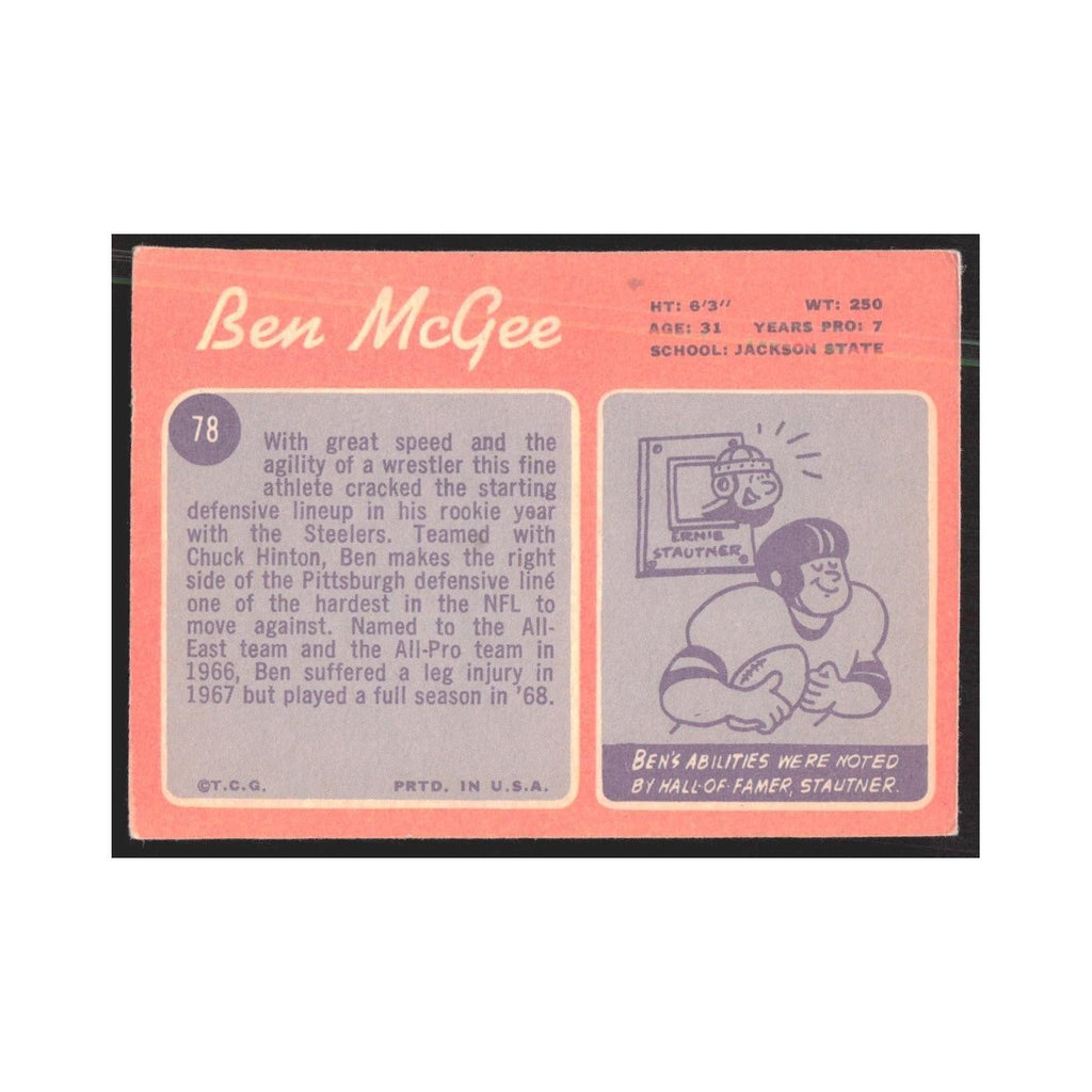 1970 Topps Ben McGee Steelers #78