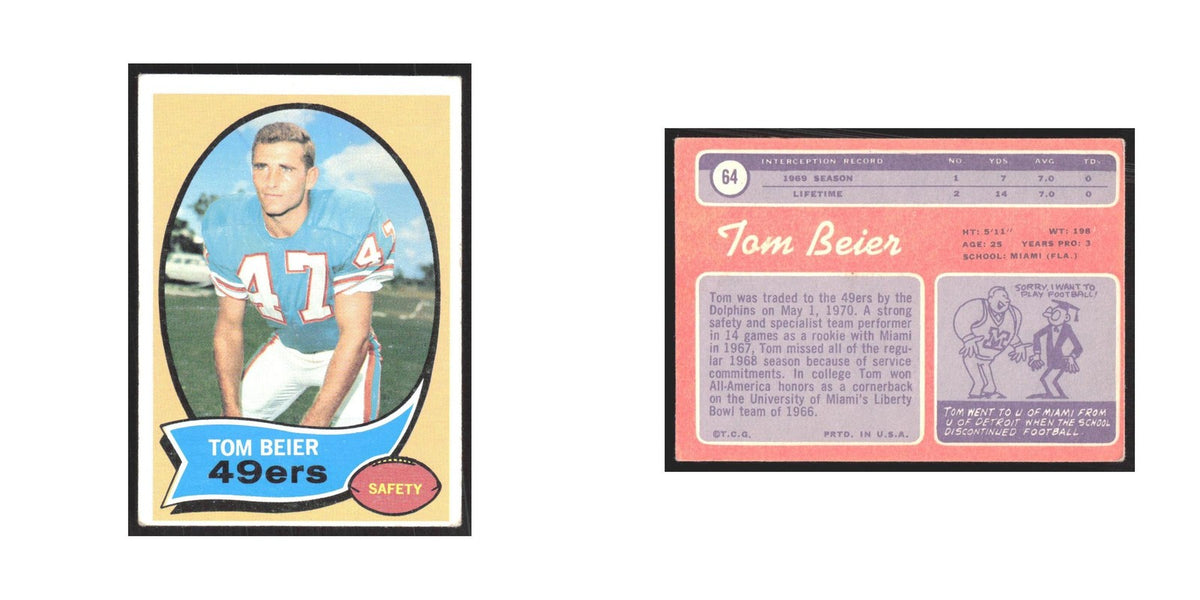1970 Topps Tom Beier 49ers #64