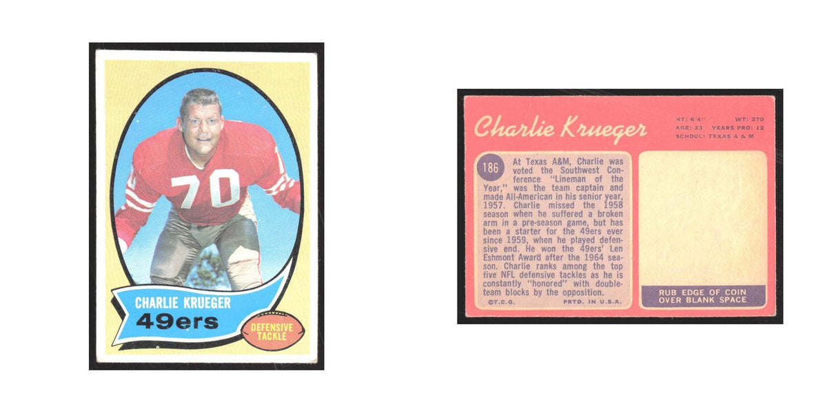 1970 Topps Charlie Krueger 49ers #186