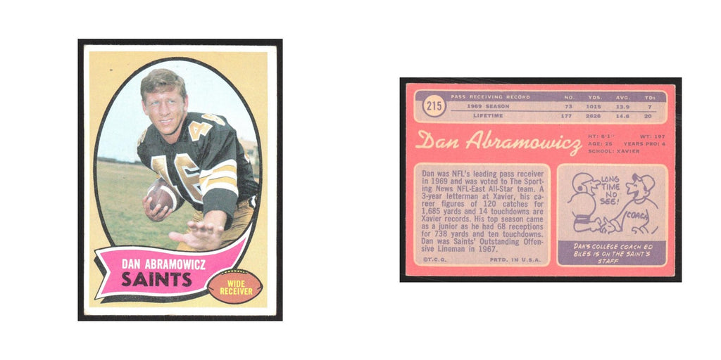 1970 Topps Dan Abramowicz Saints #215
