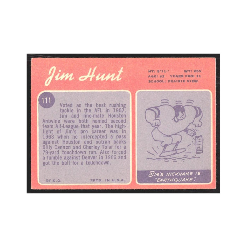 1970 Topps Jim Hunt Boston Patriots #111