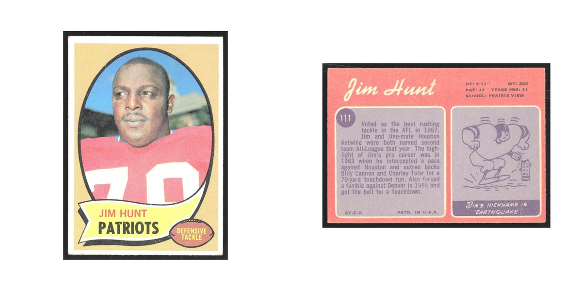 1970 Topps Jim Hunt Boston Patriots #111