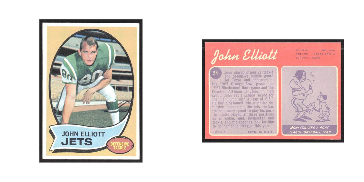 1970 Topps John Elliott Jets #54