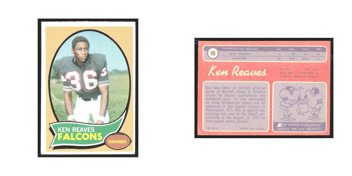 1970 Topps Ken Reaves Falcons #99
