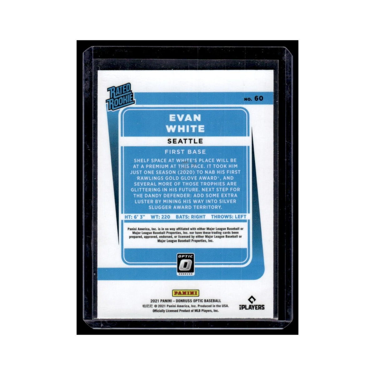 Evan White 2021 Donruss Optic Rated Rookie #60 Seattle Mariners Baseball Card NM