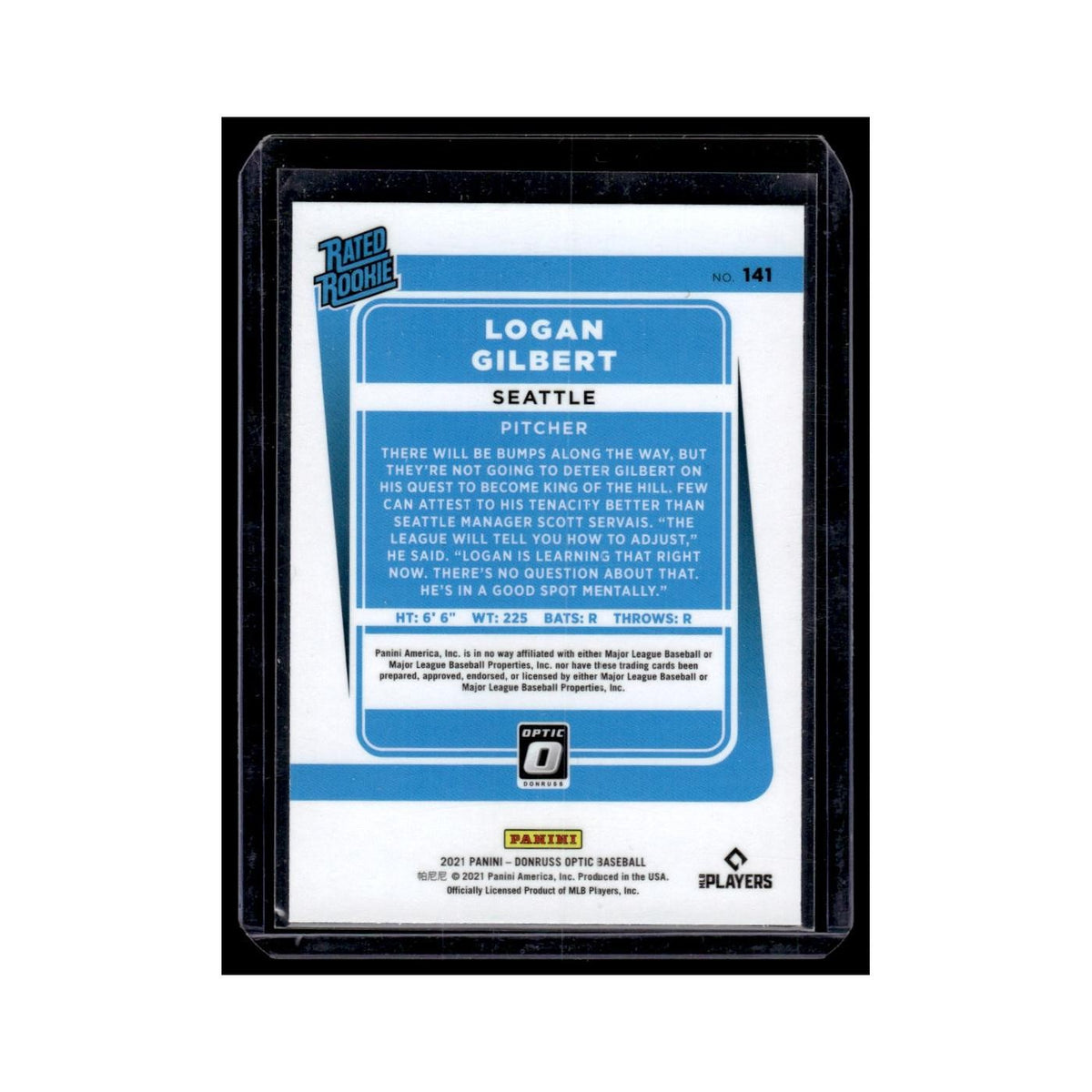 Logan Gilbert 2021 Donruss Optic Rated Rookie #141 Seattle Mariners NM