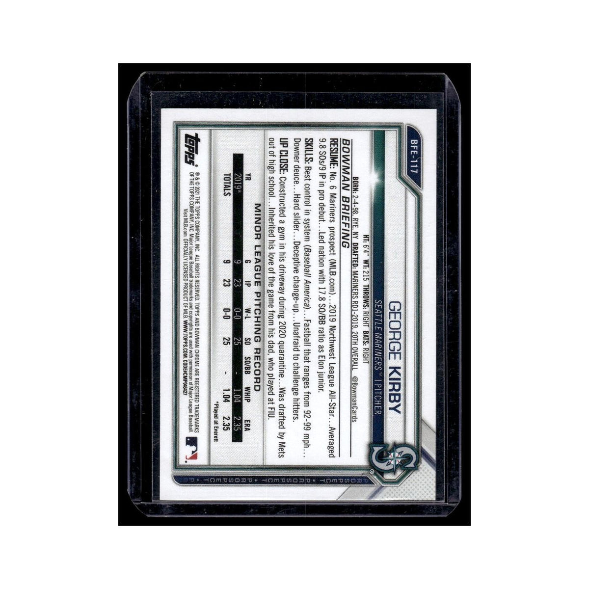 George Kirby 2021 Bowman 1st Edition #BFE-117 Seattle Mariners Baseball Card NM