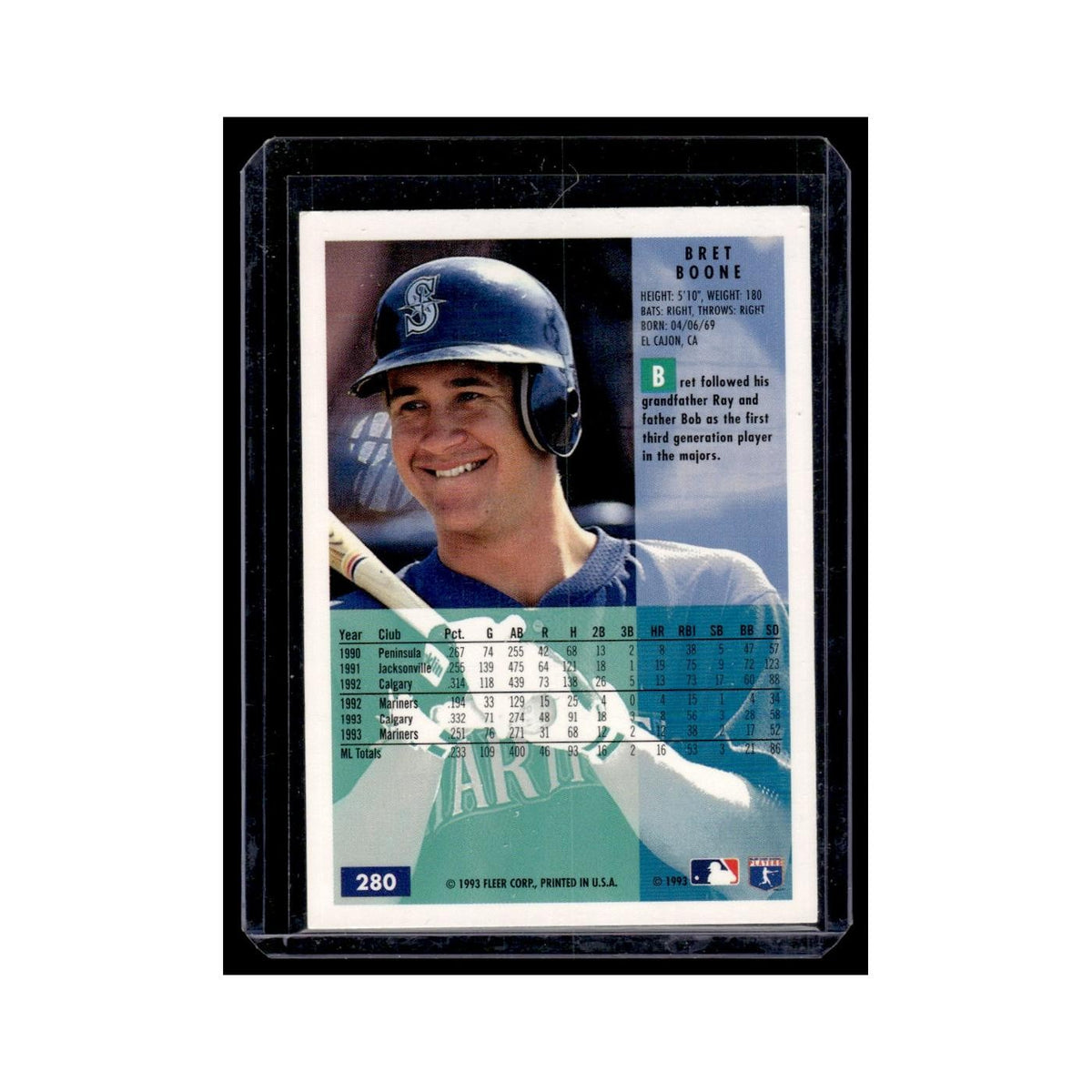 Bret Boone 1994 Fleer #280 Seattle Mariners Baseball Card NM