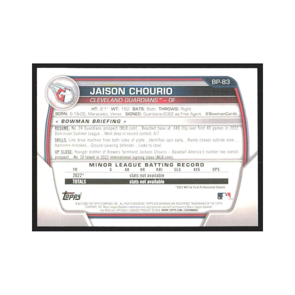 2023 Bowman Prospects Jaison Chourio Guardians #BP-83