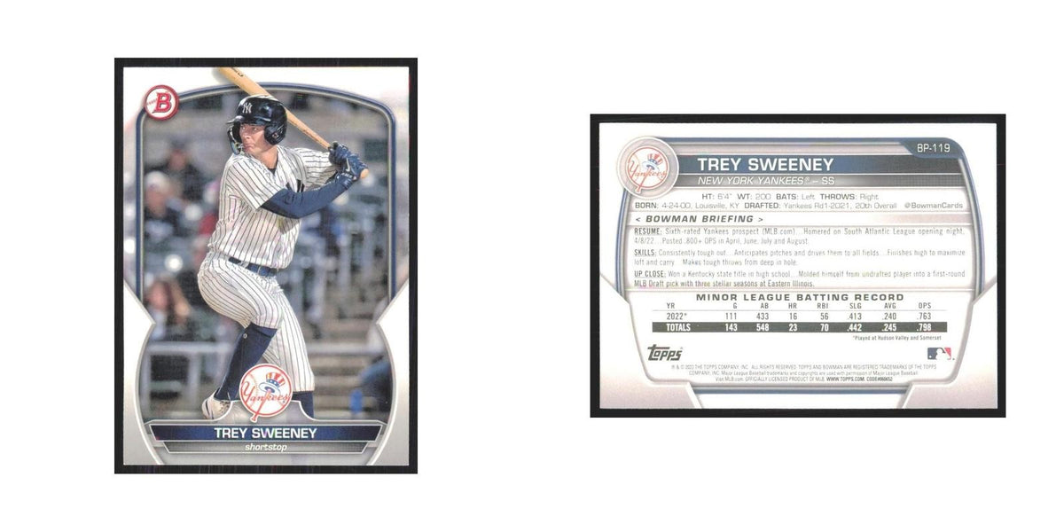 2023 Bowman Prospects Trey Sweeney Yankees #BP-119