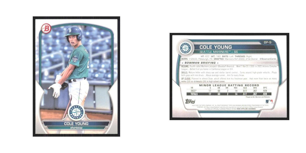 2023 Bowman Prospects Cole Young Mariners #BP-9