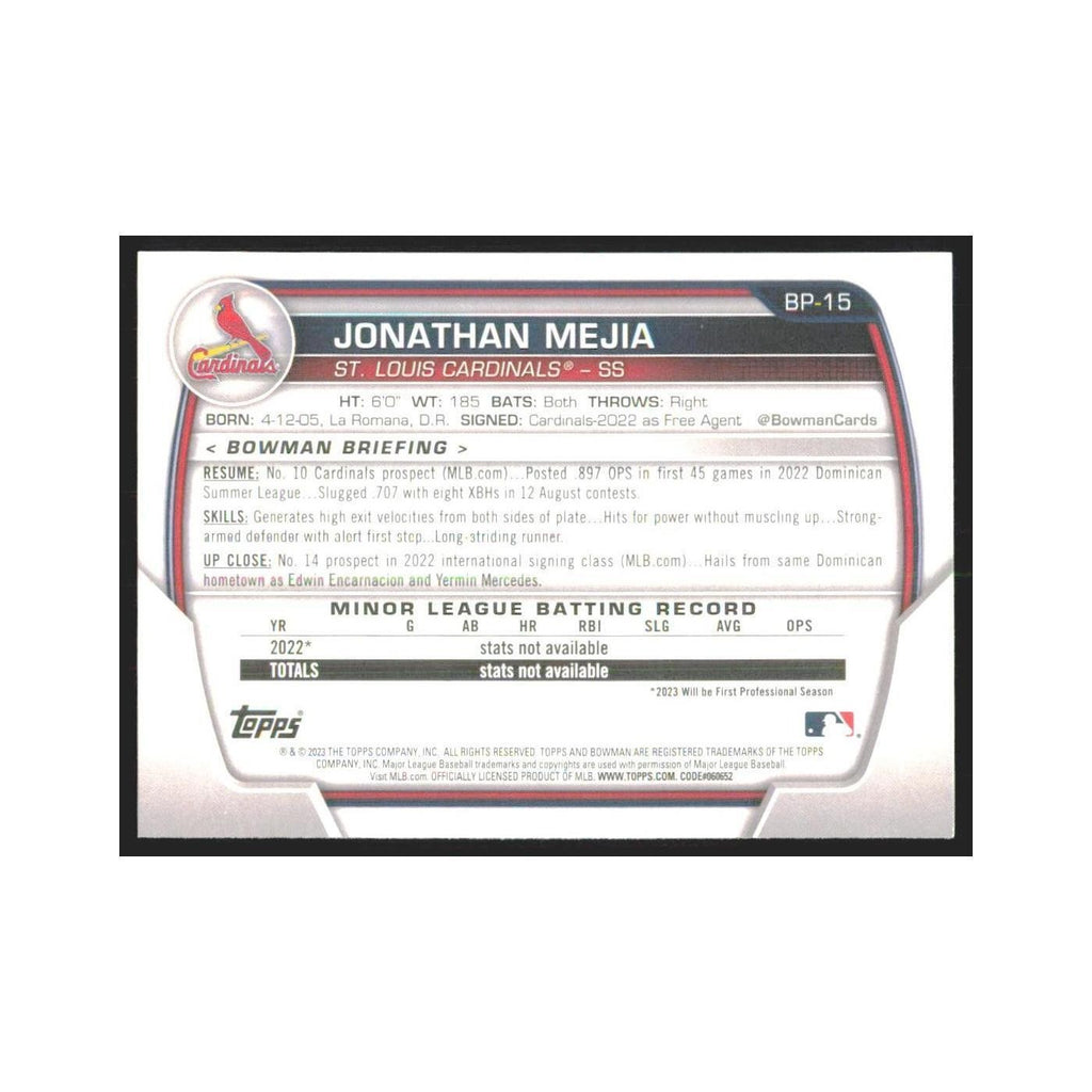 2023 Bowman Prospects Jonathan Mejia Cardinals #BP-15