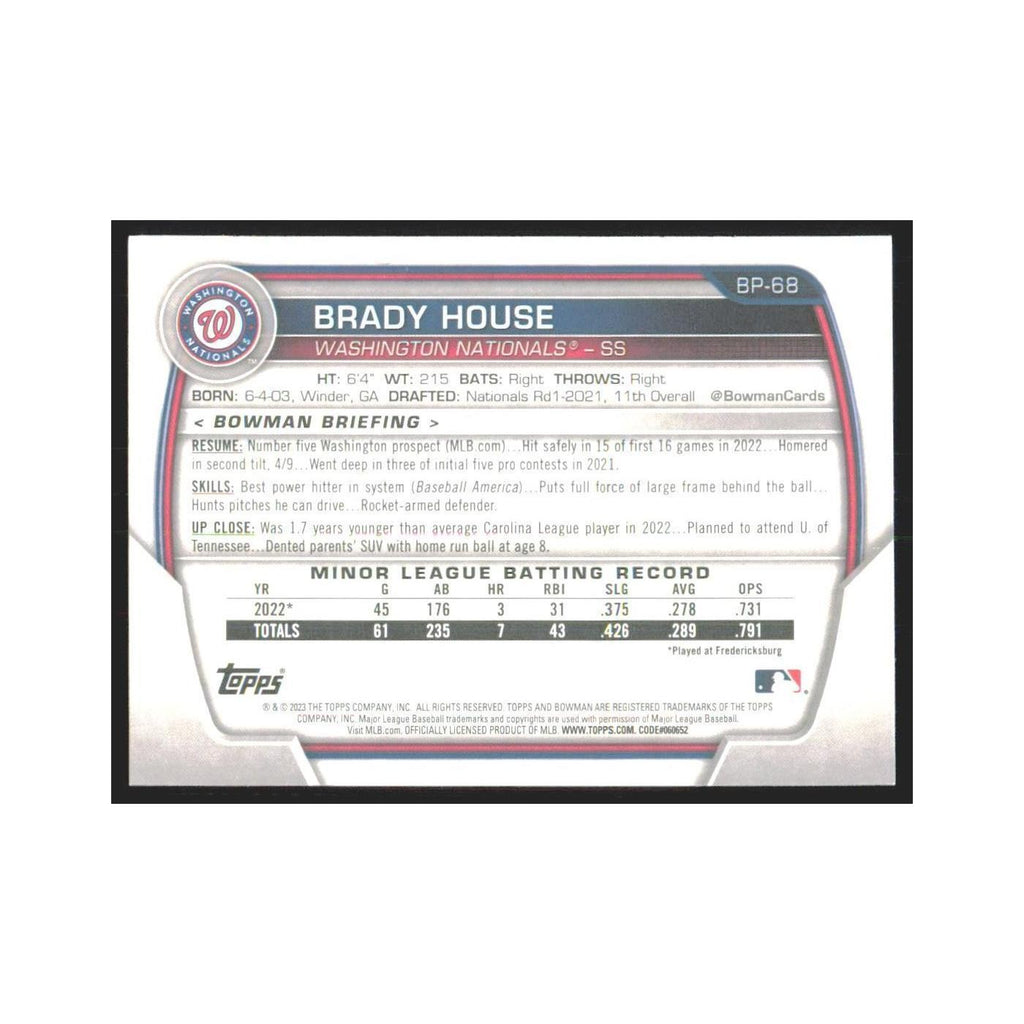 2023 Bowman Prospects Brady House Nationals #BP-68