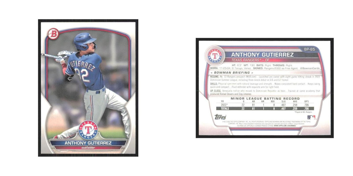 2023 Bowman Prospects Anthony Gutierrez Rangers #BP-85