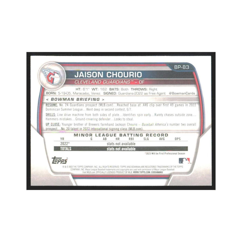 2023 Bowman Prospects Jaison Chourio Guardians #BP-83