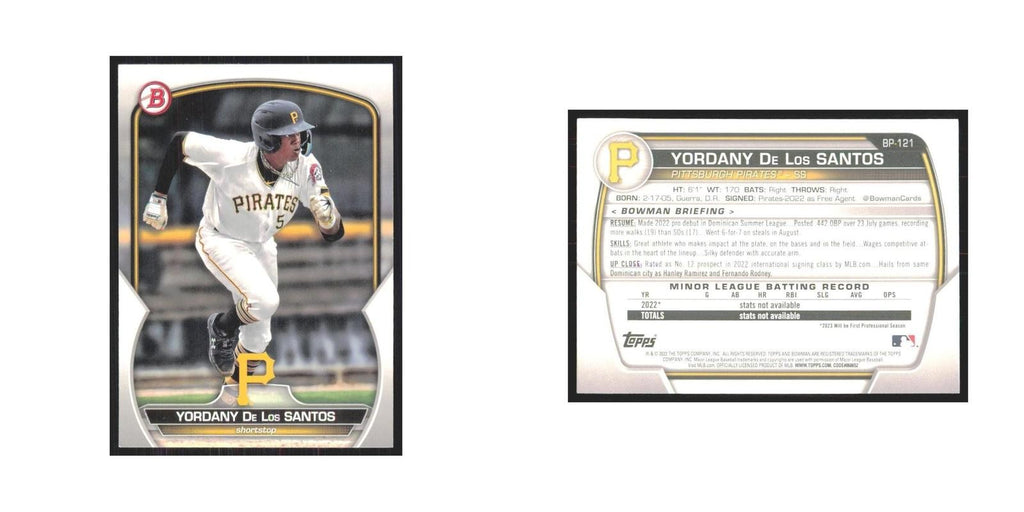 2023 Bowman Prospects Yordany De Los Santos Pirates #BP-121