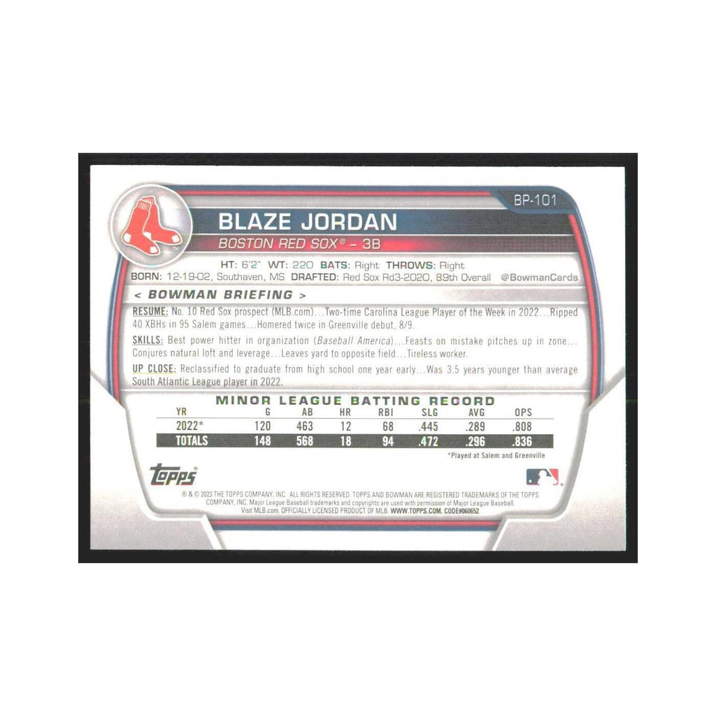 2023 Bowman Prospects Blaze Jordan Red Sox #BP-101