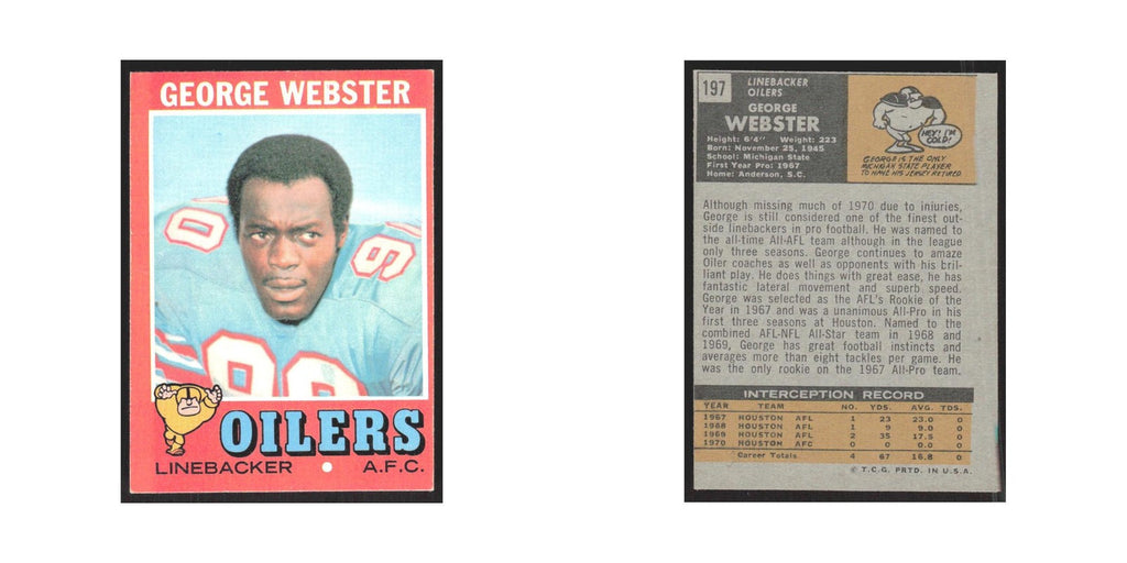 1971 Topps George Webster Houston Oilers #197