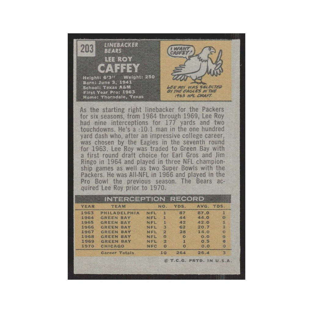 1971 Topps Lee Roy Caffey Bears #203