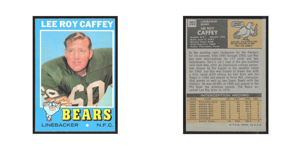 1971 Topps Lee Roy Caffey Bears #203