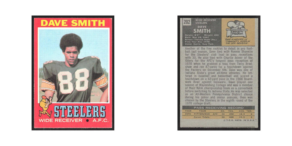 1971 Topps Dave Smith Steelers #202