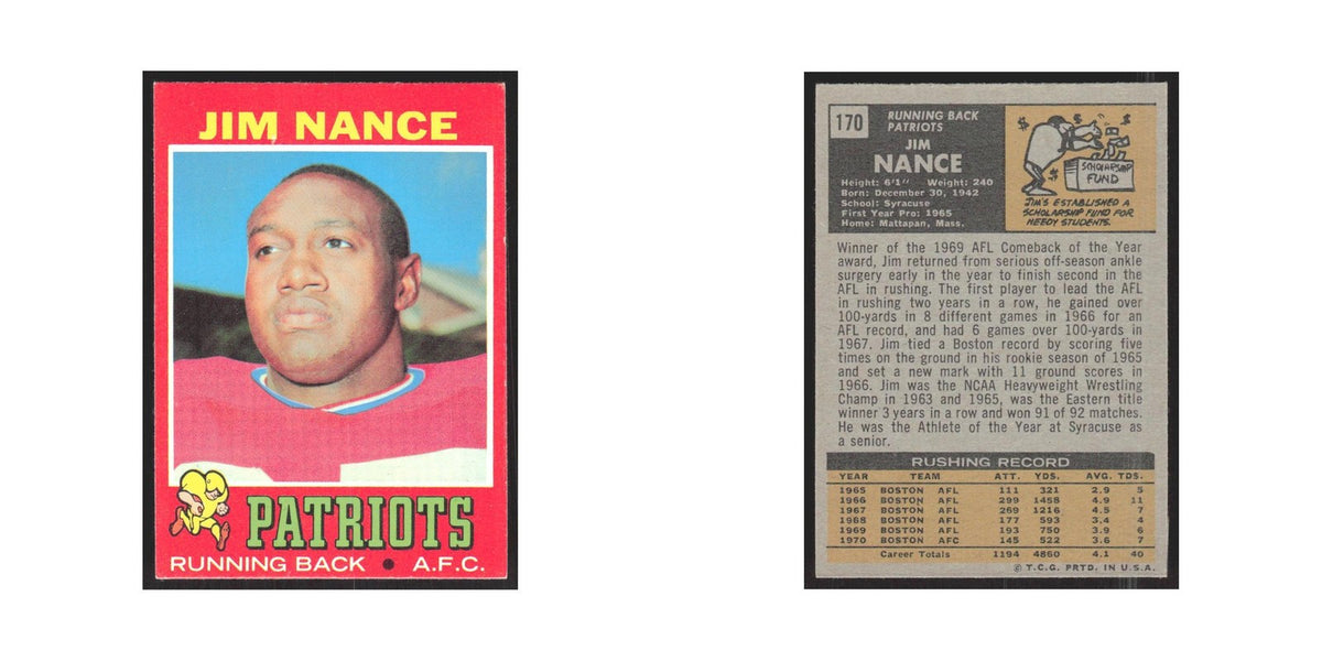 1971 Topps Jim Nance Patriots #170