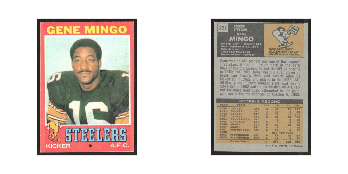 1971 Topps Gene Mingo Steelers #227