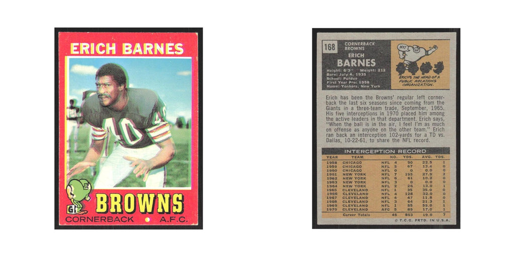 1971 Topps Erich Barnes Browns #168