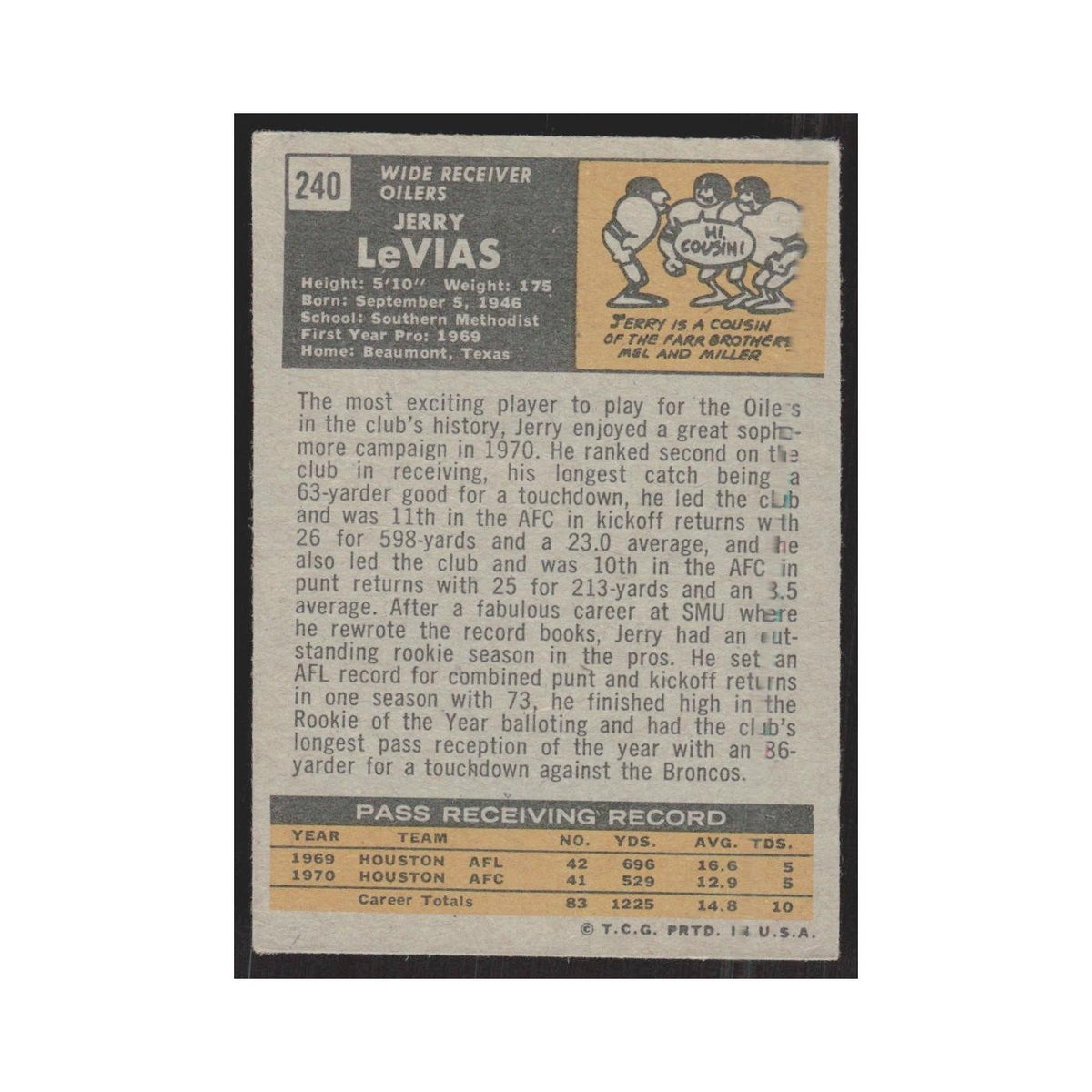 1971 Topps Jerry LeVias Houston Oilers #240
