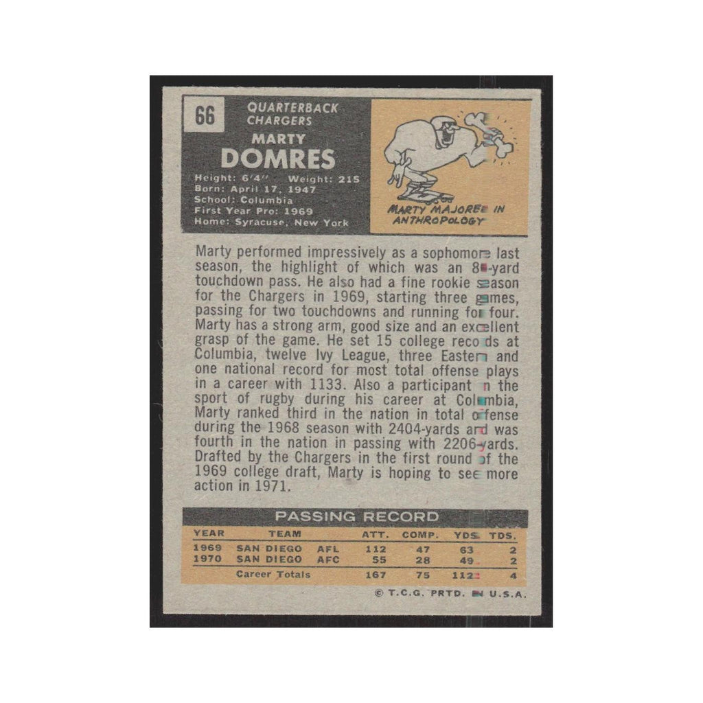 1971 Topps Marty Domres San Diego Chargers #66