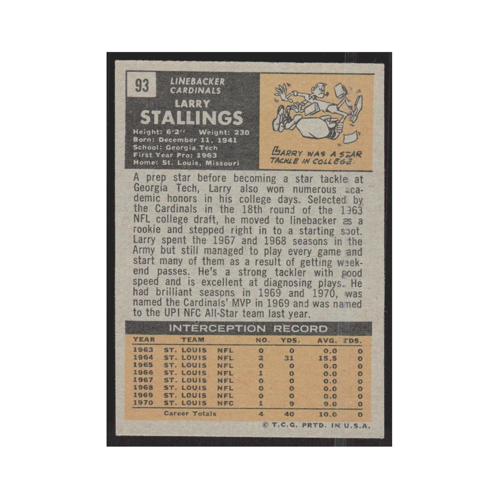 1971 Topps Larry Stallings Cardinals #93
