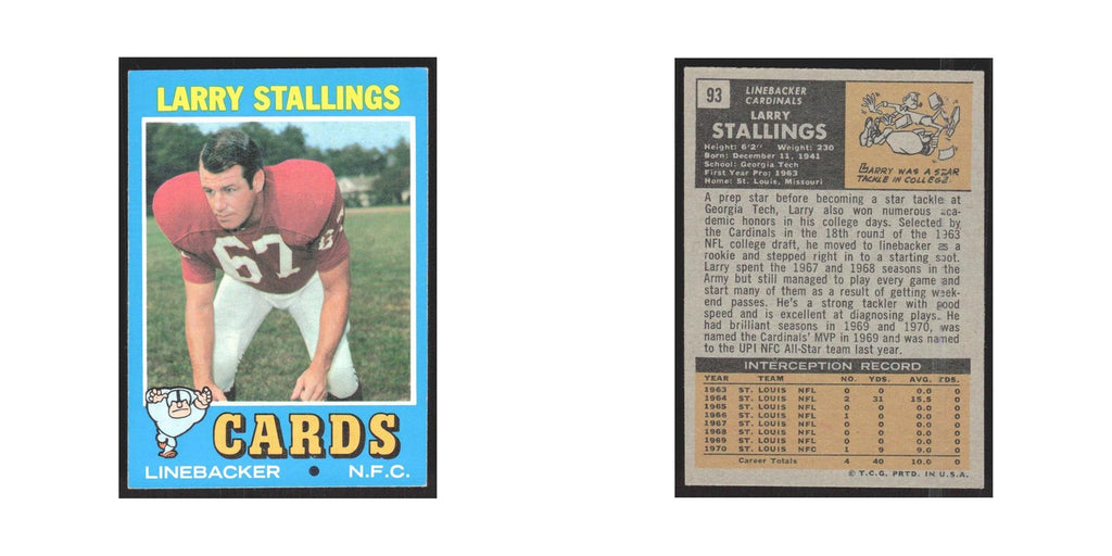1971 Topps Larry Stallings Cardinals #93