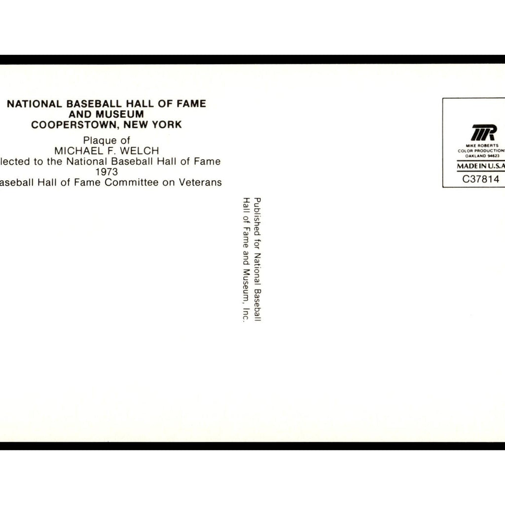 Michael Welch 1993 National Baseball Hall Of Fame Plaque Postcard Yellow #nan EX