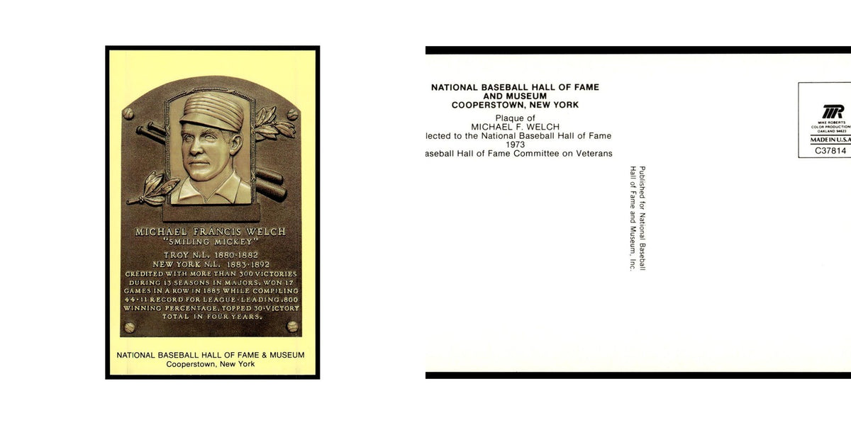 Michael Welch 1993 National Baseball Hall Of Fame Plaque Postcard Yellow #nan EX
