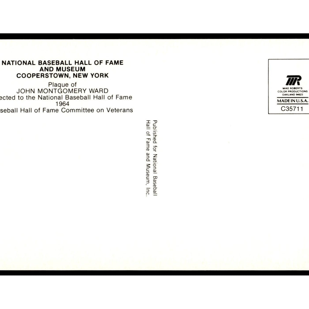 John Ward 1993 National Baseball Hall Of Fame Plaque Postcard Yellow #nan EX
