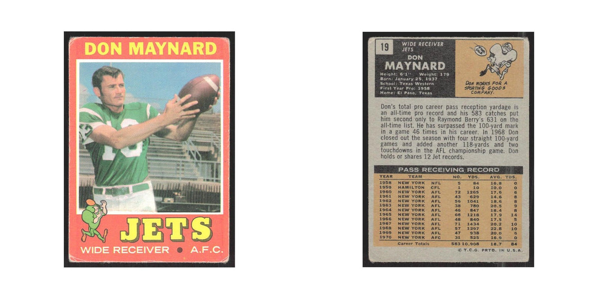1971 Topps Don Maynard Jets #19
