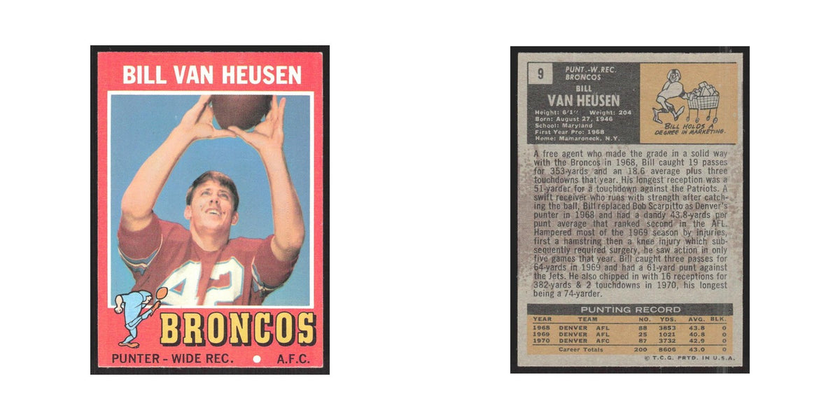 1971 Topps Bill Van Heusen Broncos #9