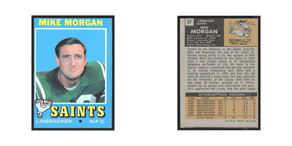 1971 Topps Mike Morgan Saints #57