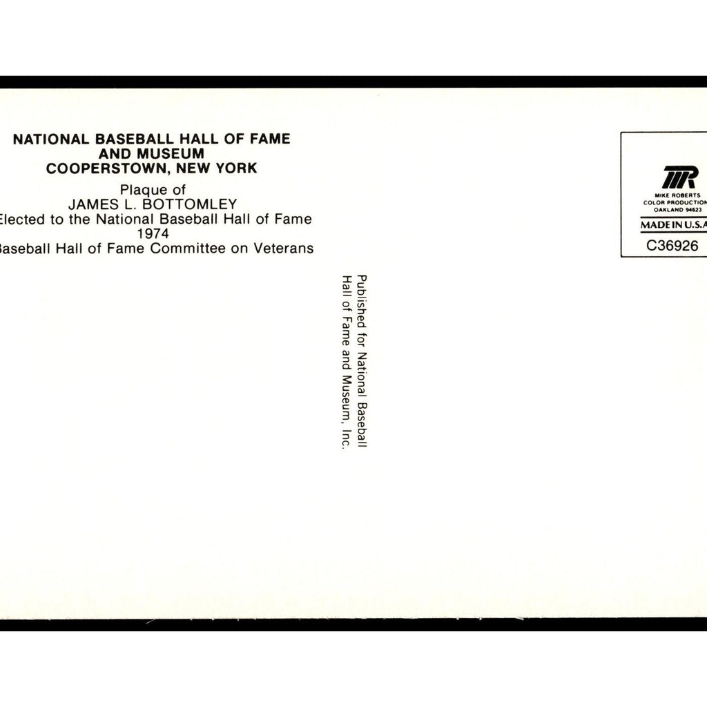 James L. Bottomley 1993 National Baseball Hall of Fame Plaque Postcards #nan EX
